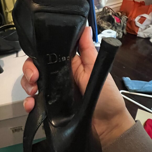 DIOR Vintage Monogram Peep Toe Heel Black - Picture 4 of 6